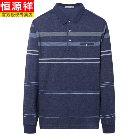 Hengyuanxiang Spring и осень 100% чистой хлопковой футболки с длинными рукавами, мужская рубашка для воротничков среднего и пожилых рубашек, модный большой костюм для папочки, синий 9902 [настоящий карман] M 165/39 [Рекомендуется 100-115 Jin [Jin Equals 0,5 кг]]]]