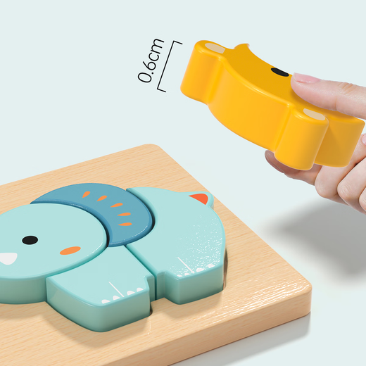 Little naughty animal three-dimensional puzzle for young children 2-3 years old male and female baby 1 and a half years old flat picture Montessori early education educational enlightenment toy