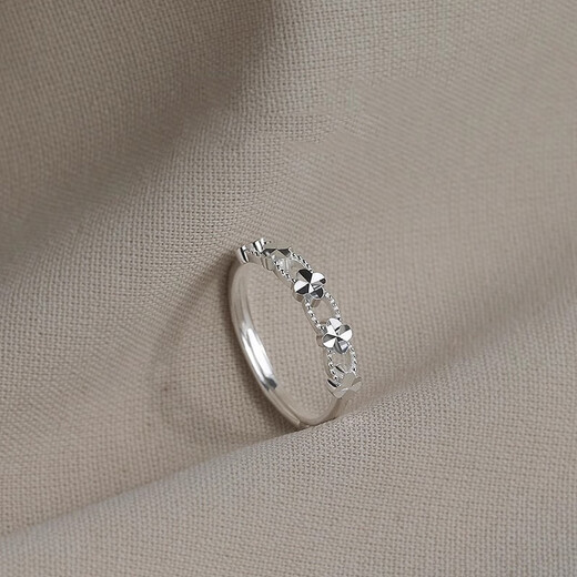 Mansheng Freedom and Romance-Pure Silver 999 Couple Ring Gift Original Sterling Silver Bestie Ring Pair of Open Style Engraving 999 Pure Silver Lucky Flower Open Ring