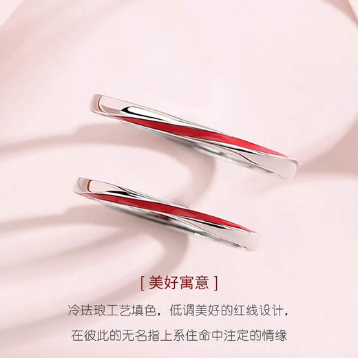 COASZE Möbius intertwined ring couple rings, a pair of light luxury plain rings, adjustable rings, Valentine's Day gift for girlfriend, light luxury style, red line couple ring