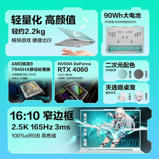 ASUS Exhibition Machine Tianxuan 5Pro E-Sports-Gaming-Laptop 4060 Unabhängiges Display 16-Zoll-College-Studenten Tragbares Design Tianxuan 5Pro Eclipse Grey i7-13650HX/4060 16G Speicher + 1T Solid State Aufrüstbare und maßgeschneiderte nationale gemeinsame Garantie | Authentische Garantie