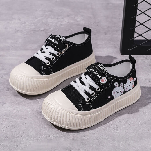 Children's canvas shoes for women 2025 new popular models for men 26-36 soft sole casual breathable Korean style low-top cloth shoes biscuit sole white 27 inner length 17cm