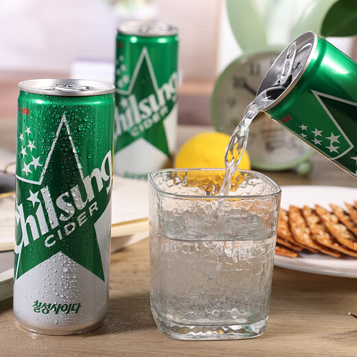 LOTTE Seven Star Ice Lemon Flavored Carbonated Soda Zero Fat Bubbles Refreshing Ice and Thirst-Quinifying Summer Must-Have Original from Korea