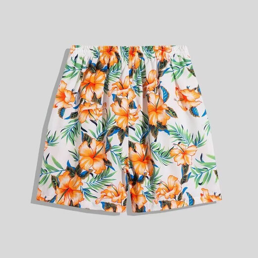 Fashionable floral shirt suit summer beach shirt men's short-sleeved shorts suit seaside vacation printed shirt North Garden T3338 color 3XL