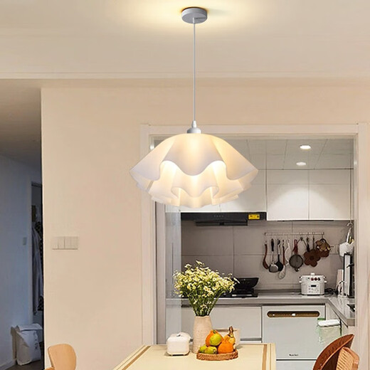 大观园（DGY）奶油风主卧室吸顶灯创意餐厅灯简约花朵书房儿童房灯广东中山灯具 9735-吊灯42cm-三色变光