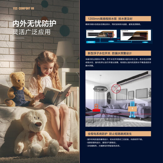 YORK VRF central air conditioner multi-split 6 HP one to five Comfort3 series air automatic cruise new level of energy efficiency home commercial embedded fresh air air conditioner 8 HP first level energy efficiency York central air conditioner one to seven