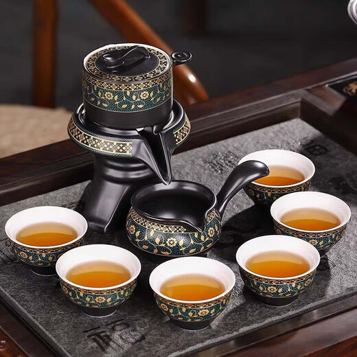 2025 New Complete Set of Automatic Tea Sets for Household Lazy Stone Kung Fu Teapot Tea Maker Teacher's Day Gift No. 01 Vine 9-piece Set Tea Cup 50ML