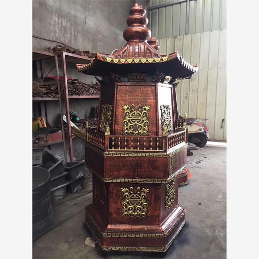 Temple incense burner hexagonal tower type treasure furnace cast iron sutra burning furnace three-story five-story paper burning furnace Buddhist hall ingot furnace iron tower