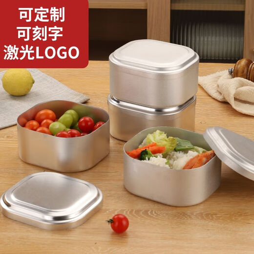 Hanboco aluminum lunch box, hygienic all-aluminum lunch box, nostalgic thickened old-fashioned lunch box factory outdoor camping aluminum lunch box lunch box, sandblasted handle 950ml