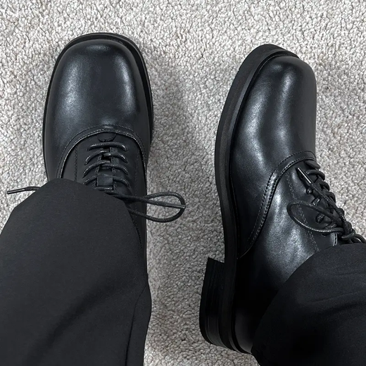 FDCP casual shoes for men and women, Cleanfit thick-soled derby shoes, British style square toe shoes, heightening business formal wear, brown 42 (suitable for sports shoes 43)