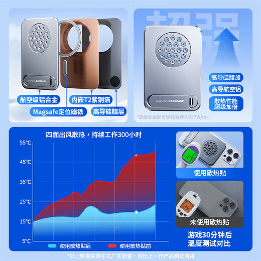 Eary card-type mobile phone radiator magnetic bracket aluminum alloy high conductivity back sticker cooling artifact vapor chamber magsafe patch ultra-thin portable for live streaming games and dramas titanium silver high conductivity heat dissipation/bracket integrated/thin and portable