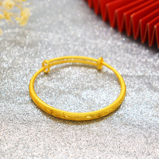 Laomiao 999 gold silver-filled bracelet for women live push-pull solid plum blossom bracelet 18K gold wedding set (6 mm wide) plum blossom bracelet