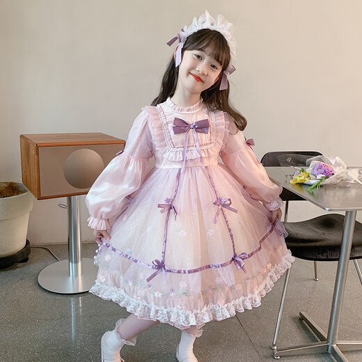Nisha Beier Girls Lolita Princess Dress Autumn 2025 New Children's Lolita Birthday Dress Pink 140