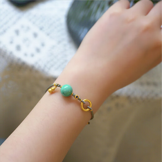 Libiao Linglongji Jewelry hand-woven 18k gold accessories natural ore turquoise bracelet with summer bracelet versatile bracelet (hand circumference 13-15CM)