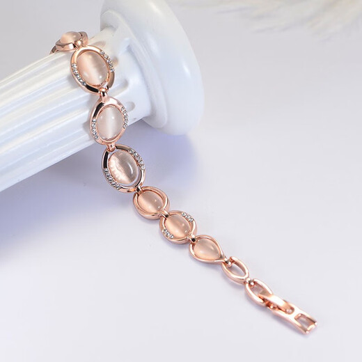 QUAMER Rose Gold Cat's Eye Bracelet New Summer High-Looking Niche Light Luxurious Exquisite Bracelet Rose Gold Bracelet