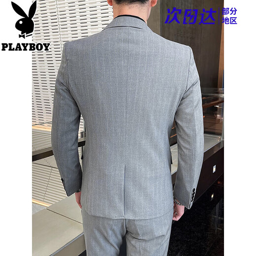 Playboy (PLAYBOY) Men's Suit Business Professional Suit Casual Small Suit Men's Slim Groom Wedding Dress Jacket Black Suit + Pants Free Tie 2XL (135~150Jin Jin is equal to 0.5 kg)