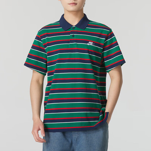 耐克（NIKE）男装 2025夏季新款时尚潮流POLO条纹短袖 宽松舒适休闲透气短裤 FN3897-410+DV9331-247 S
