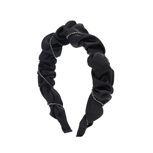 Xiangwan headband, pleated satin fabric, high-ceiling headband, exquisite and comfortable to wear, black