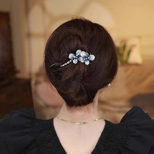 LANSILL Temperament Blue Butterfly One-Word Twist Clip on the Back of the Head Women's High-end Hair Clip with Large Hair Volume Mother's Hair Clip Headwear F3421 Blue Butterfly Twist Clip