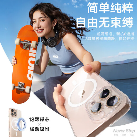 Xuanhuang [feines Lochlinsen voll inklusive | Super starker Airbag-Anti-Fall] Geeignet für Apple 16promax Mobiltelefon Hülle iPhone16pro Schutzfall Magnetisch absorbiert transparente Anti-Fall-Silikonwärme-Ablöste [iPhone16promax] Senden