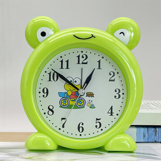 Creative cartoon little frog boy alarm clock cute child female student with internet celebrity desktop green clock ornament rose red