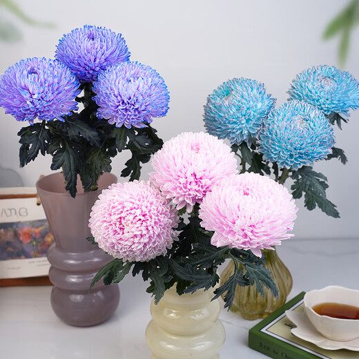 Graceful and luxurious, 3 branches of color-absorbing peonies and chrysanthemums