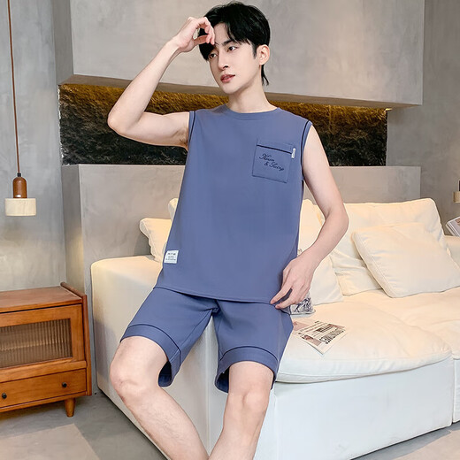 男士睡衣套头背心五分裤舒适亲肤可日常外穿家居服套装OMM-13060 OMM-13063 2XL (180) 【建议140-160斤】