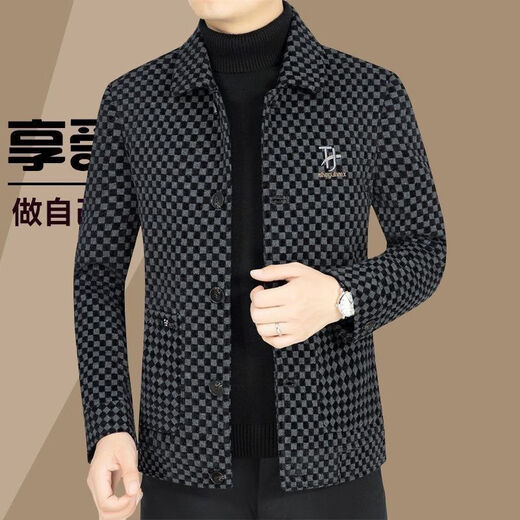 BASLAUR high-end men's autumn woolen jackets for young and middle-aged men's woolen jackets autumn and winter loose version fashion new black M 100Jin Jin equal to within 0.5 kg