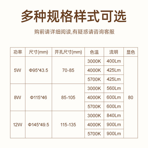 Philips (PHILIPS) LED downlight 8W ceiling hole light ultra-thin embedded aisle ceiling light opening 85-105mm white light 5700K