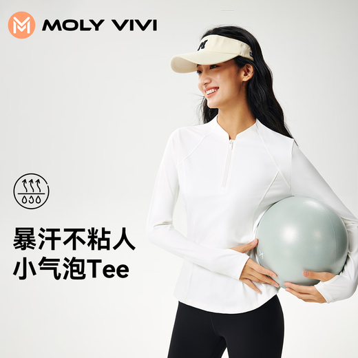 MOLY VIVI small bubble breathing sports long-sleeved 2025 new quick-drying T-shirt tops Pilates fitness running yoga clothes for women Dark Night Black S
