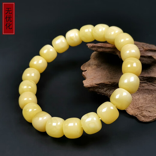 Hupai, one thing, one picture, one certificate, natural beeswax bracelet, men's and women's bucket bead bracelet, original white flower wax, no cracks, beeswax bracelet, 17.15g, 11*10mm