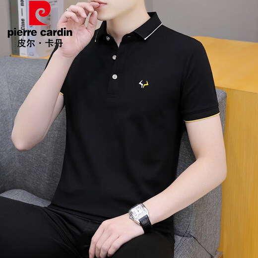 皮尔卡丹（pierre cardin）珠地棉短袖t恤男士潮流2025夏季新款商务青年翻领POLO半袖上衣服 683白色 2XL