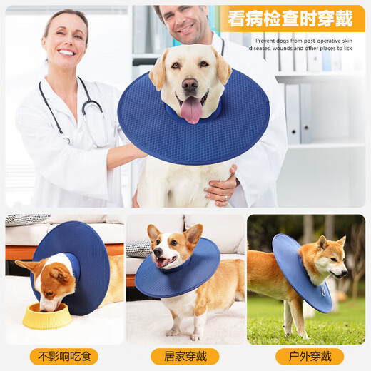 Zhizhou anti-licking Elizabeth collar dog deepening large dog large dog anti-bite collar large soft collar soft summer neck collar (blue) XL-inner ring adjustable 25-53cm