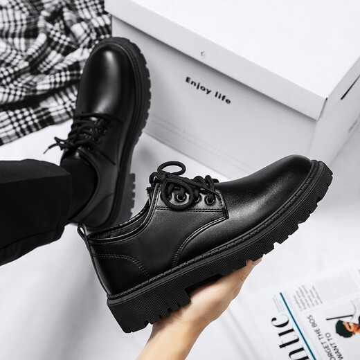 Woodpecker Leather Shoes Men's New Men's Shoes Business Casual Leather Shoes Men's Work Commuting Formal Shoes Work Black Shoes Men Black 42