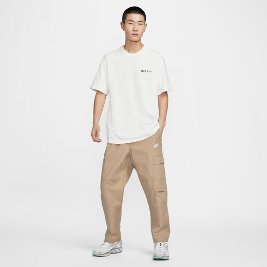 耐克（NIKE）纯棉印花短袖男士跑步上衣宽松半袖夏季新款运动T恤 帆白色/HF6172-133 纯棉透气 假 XL 推荐150-180斤