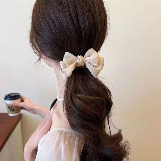 Garenbei Elegant Bow Ball Hair Clip Female Internet Celebrity New Temperament Hair Clip Super Fairy French Spring Hair Clamp Black Bow Hair Clip 1