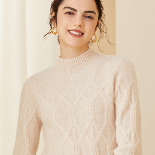 SENLIYA International Light Luxury High-end Cashmere Sweater 100 Pure Cashmere Thickened Cashmere Sweater Women's Half Turtle Collar Pullover Loose Sweater Elegant Camel S Collection and purchase will give you a gift