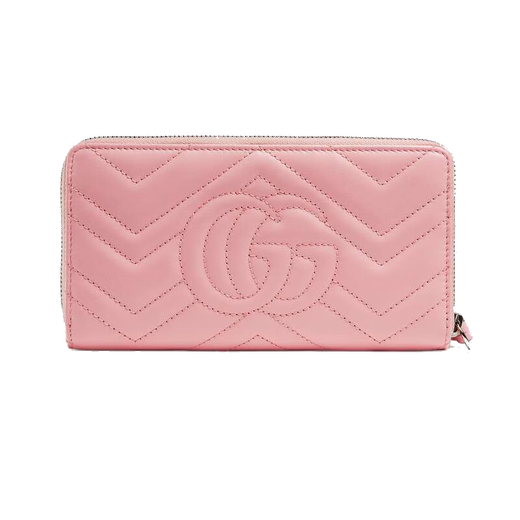 Gucci (GUCCI) Spring Festival gift GGMarmont quilted long wallet women's bag DTD1P 5815 pink silver G purchasing agent