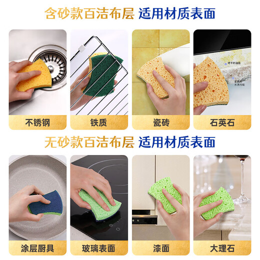 Huizao antibacterial degreasing dishwashing sponge wipe block 5 pieces emery wood pulp cotton scouring pad brush pot artifact kitchen rag