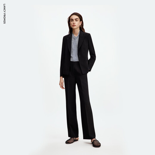 Langzi Big Heroine Langzi high-waisted temperament slim straight business commuter pants 2025 autumn new trousers for women black M