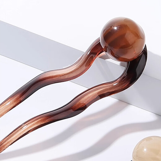 Kamalun (KAMALUN) retro U-shaped hairpin women's high-end hairpin 2025 new summer ball head hairpin hairpin at the back of the head gray black + brand gift box