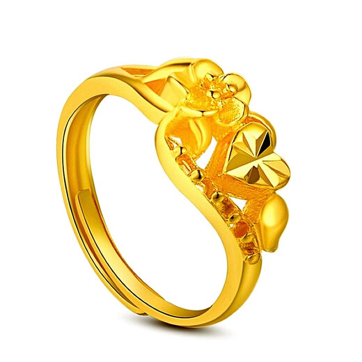 OEMG Old Phoenix Gold Store Heart Flower Adjustable Ring 18K Gold Color Non-Fading Women's Nordic Gold Jewelry Fashion Gift Opening Adjustable Style Certificate Gift Box