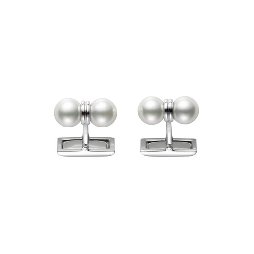 Mikimoto men's pearl cufflinks, exquisite and simple, silver, low-key, luxury, formal suit accessories, gift for husband, PF-307S | 7mm pearls, 2 pieces