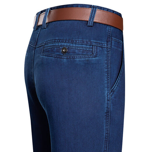 利郎夏季薄款男士牛仔裤商务宽松直筒休闲裤棉牛仔裤中年大码长裤男 3892中蓝 29