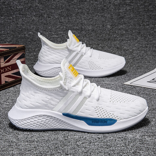 Summer casual mesh shoes men's running shoes men's shoes mesh running shoes breathable running casual shoes durable work shoes YT-1 white 41