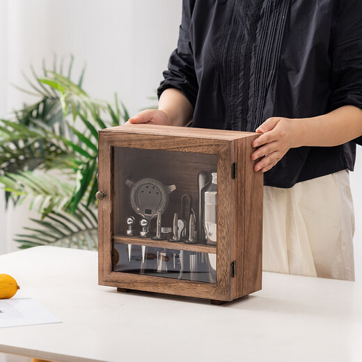 Miaopule German imported quality Helens cocktail mixer set dust-proof wooden box stainless steel shaker bar three-stage dust-proof set