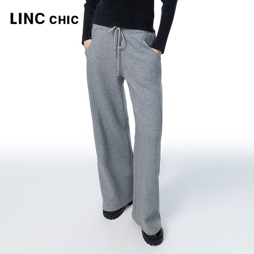 Jin Yujie 2025 Autumn New Product Velvet Casual Pants Long Women's Loose Warm Straight Wide Leg Pants S253KP479Y Dark Gray S Suitable for 100Jin Jin is equal to 0.5kg or less