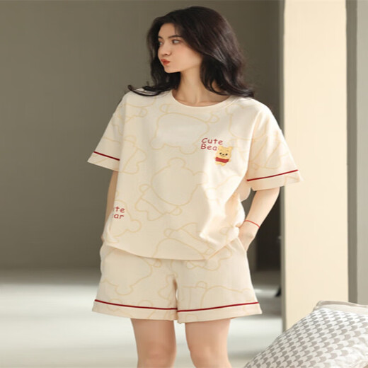 Jinrenchu-Pyjamas für Frauen im Sommer im Sommer können kurze Kurzschlägen von Kurzärärmeln außerhalb von 2025 neuer Heimbekleidungsanzug 9885 Einsgröße M-Code 80-100jin [Jin entsprechen 0,5 kg]