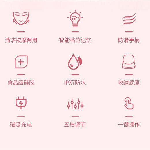 Handheld rechargeable massage cleansing bath and face wash artifact household face wash instrument face brush portable electric facial cleansing instrument pink