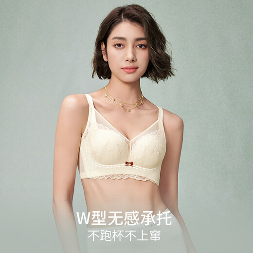 贵夫人小胸聚拢显大蕾丝内衣女优雅无钢圈收副乳调整型透气网纱文胸胸罩 黑色 85B /38